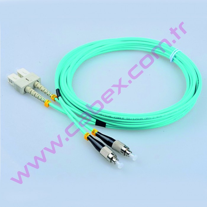 F/O Om3 Sc-Fc Duplex Fiber Optik Patchcord Multimode 3 Mt